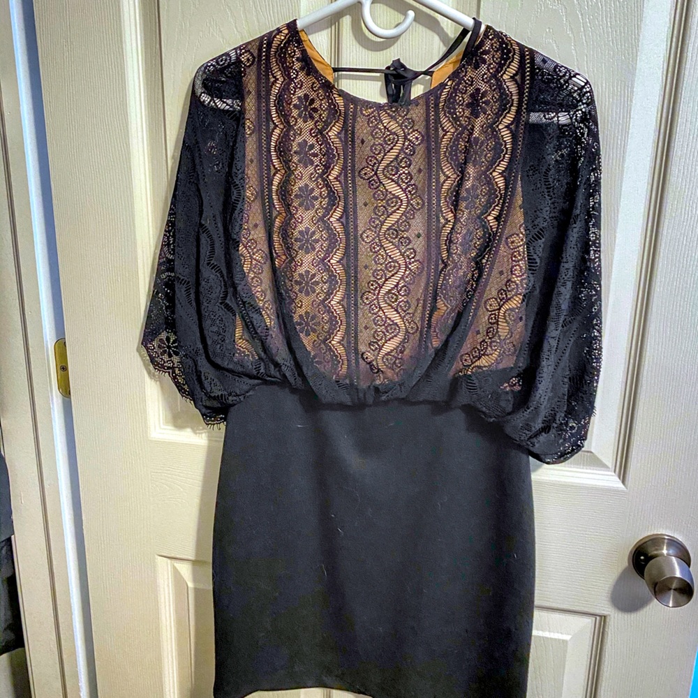 Black lace overlay dress